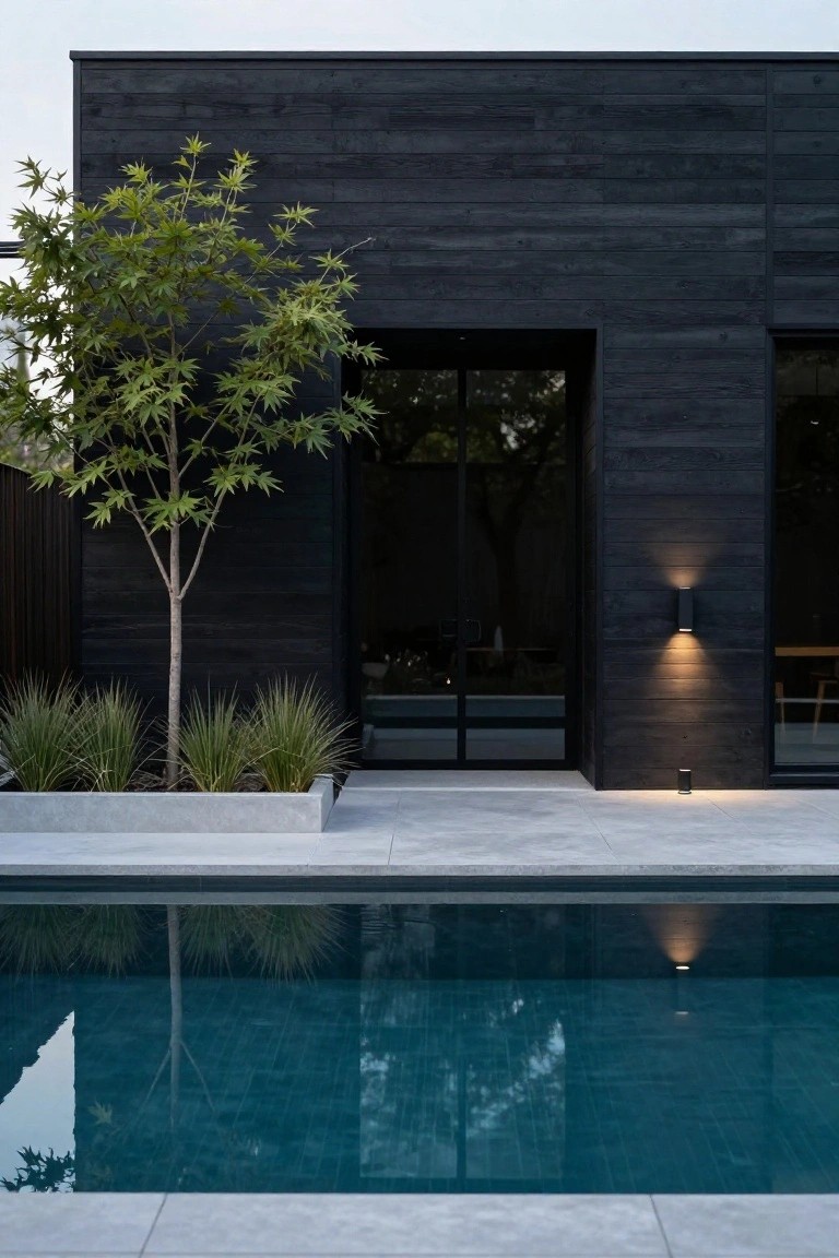 Black Wood Cladding on a Modern Facade