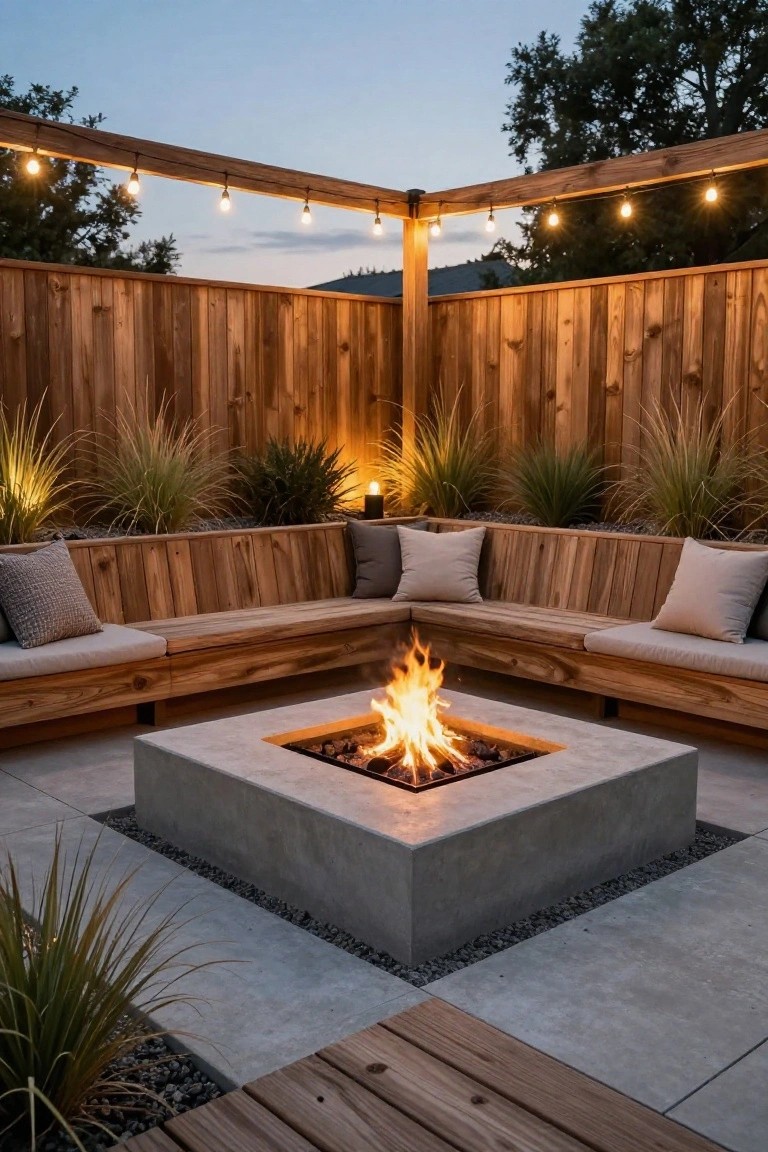 Built-In Benches Around the Fire Pit