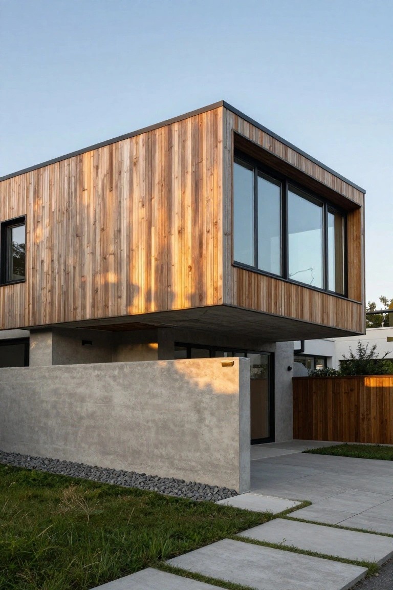 Cantilevered Wood Upper Level