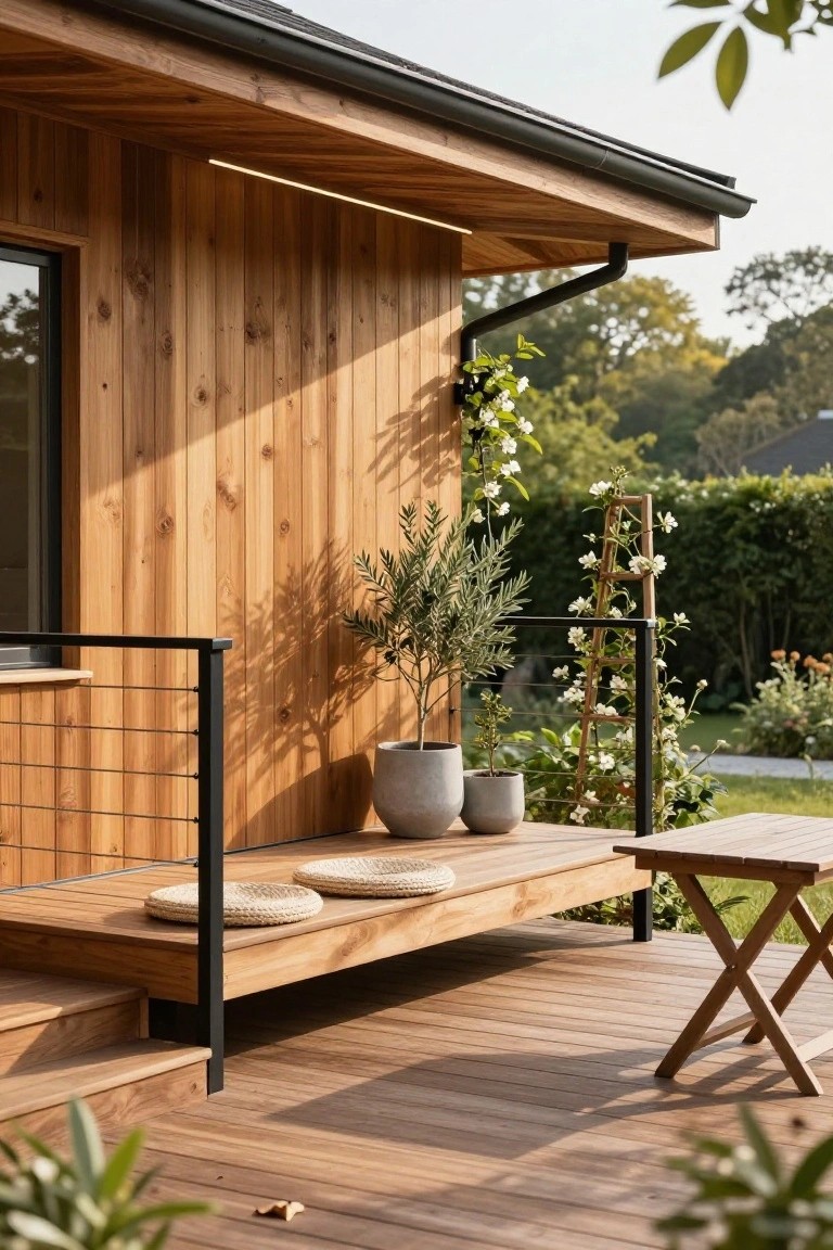 Wooden Balcony Decks with Cable Railings