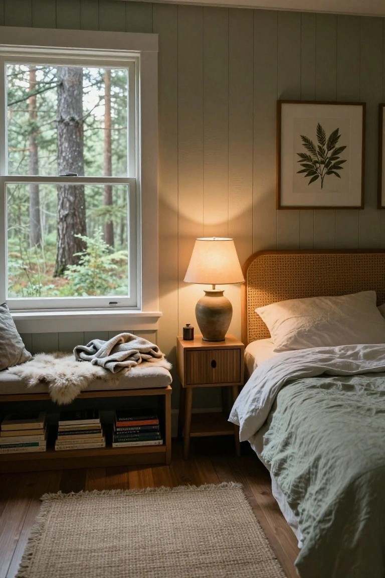 Bedroom Window Overlooking Tall Pines