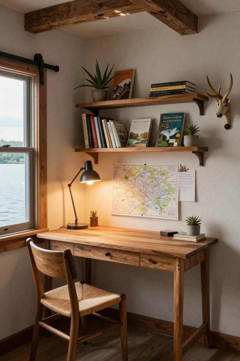 Cozy Wooden Desk Nook