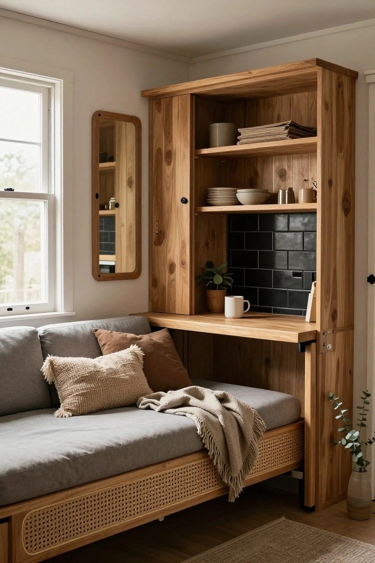Multifunctional Built-In Wooden Cabinet