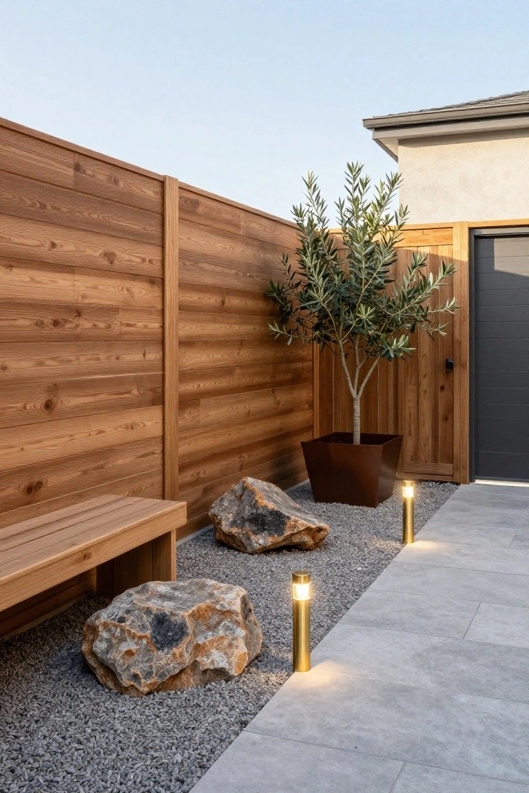 Simple Gravel and Rock Backyard Nook